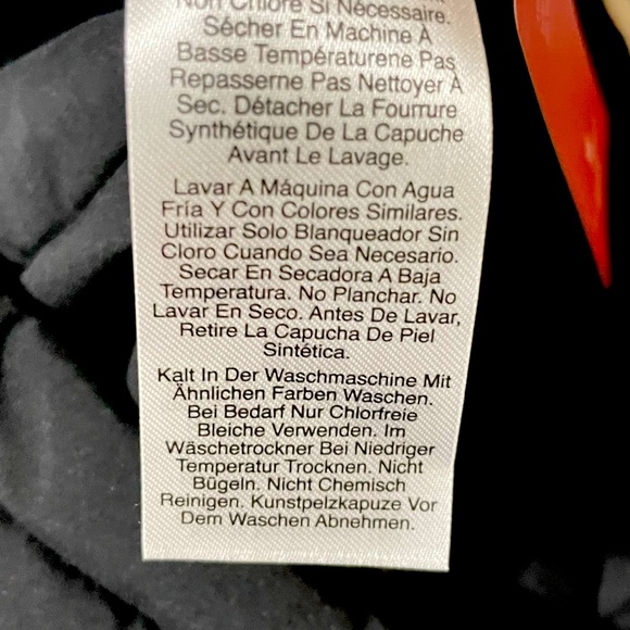 DKNY Hooded Puffer Jacket faux fur Size M Black. - Picture 10 of 16